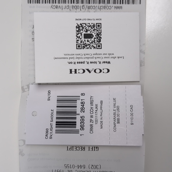 Coach CR393 Corner Zip Wristlet With Varsity Silver/Light Saddle - Picture 12 of 12